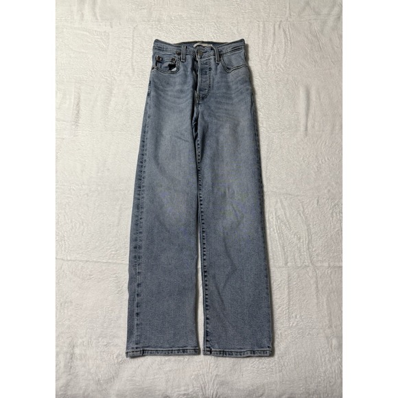Levi's Denim - Levis Jeans Womens 23 Blue Ribcage Straight Button Fly Medium Wash Denim 23x26‎